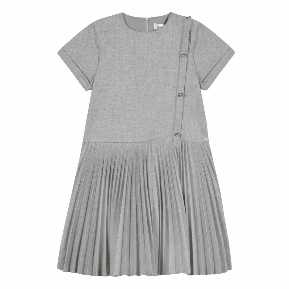 Tartine et Chocolat Grey Flannel School Girl Dress (Size 2A)